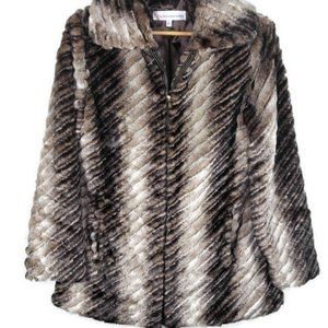 G By Giuliana Rancic Beige Brown Faux Fur Coat
